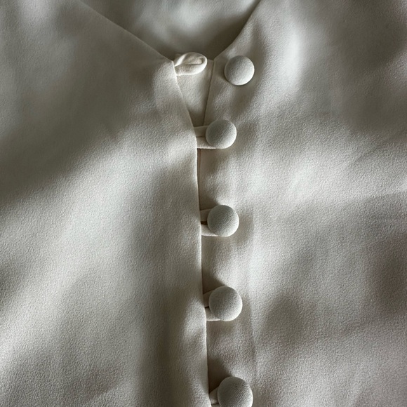 Women’s Loft Small Flowy Chiffon White Spaghetti Strap Halter Blouse - Picture 5 of 14